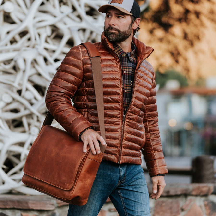 Brown Leather Adjustable Strap - Vintage Postal Bag